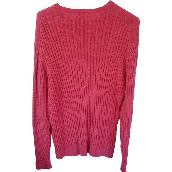 Cutter & Buck Womens Cotton Cable Knit Sweater Size S Crew Coral Preppy Academia - Picture 2 of 10